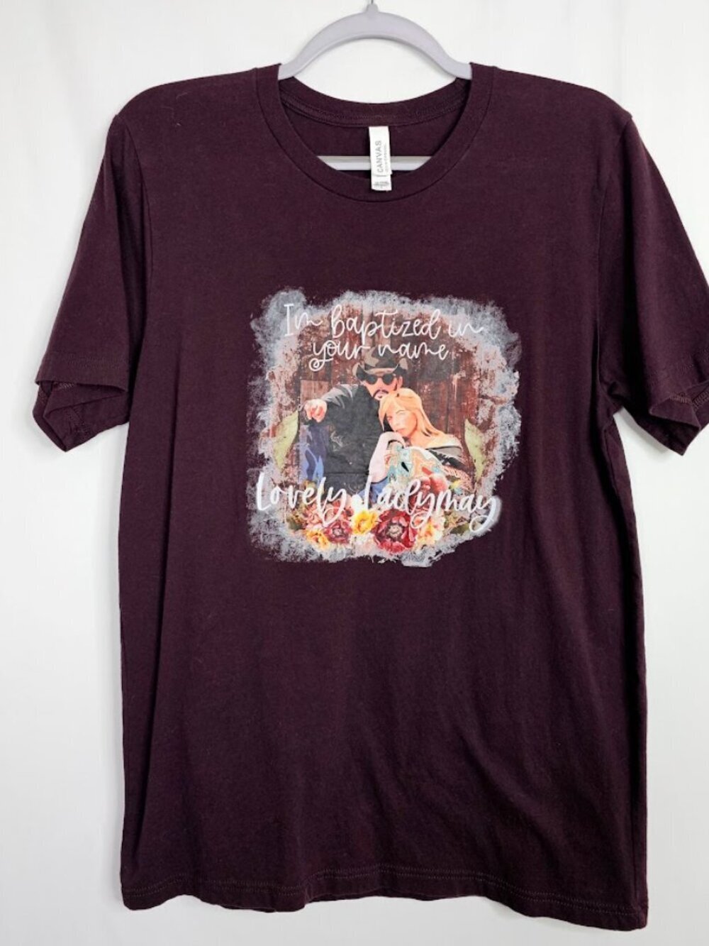 NEW DUTTON RANCH Rip and Beth T-Shirt Top size L DARK MAROON Yellowstone Wheeler - Picture 3 of 6